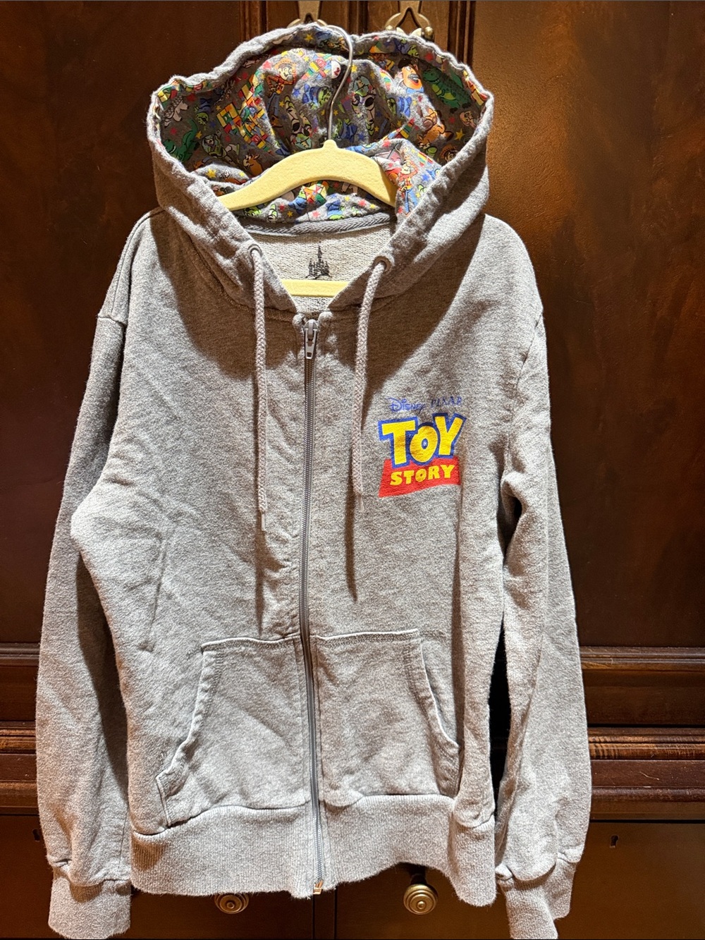 Disney Parks Pixar Toy Story Hoodie Womens XS Graphic Full Zip Jacket Gray